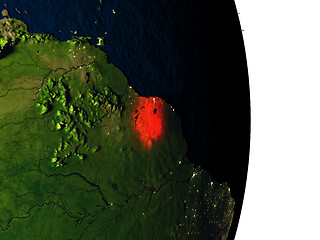 Image showing Suriname from space during dusk