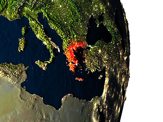 Image showing Greece from space during dusk