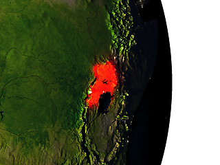 Image showing Uganda from space during dusk