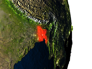 Image showing Bangladesh from space during dusk