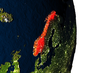 Image showing Norway from space during dusk