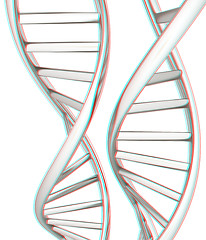 Image showing DNA structure model. 3d illustration. Anaglyph. View with red/cy