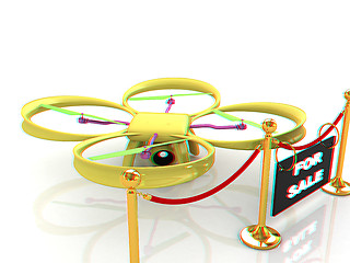 Image showing Drone, quadrocopter, with photo camera at the technical exhibiti