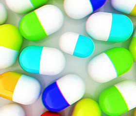 Image showing Tablets background. 3D illustration. Anaglyph. View with red/cya