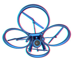 Image showing Drone, quadrocopter, with photo camera flying. 3d render. Anagly