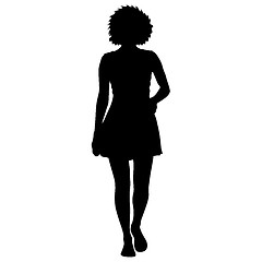 Image showing Black silhouette woman standing, people on white background