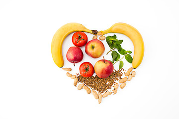 Image showing heart shape by various vegetables and fruits