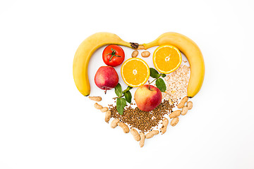 Image showing heart shape by various vegetables and fruits