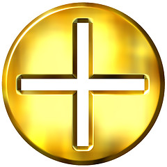 Image showing 3D Golden Famed Addition Symbol