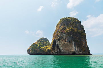 Image showing krabi island cliff in ocean water at thailand