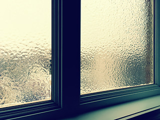 Image showing Frosted window pane in winter