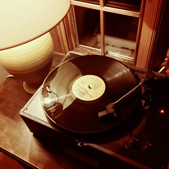 Image showing Interior with vinyl record player and lamp