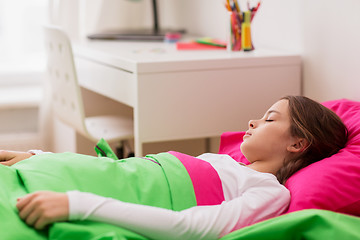 Image showing girl sleeping in her bed at home