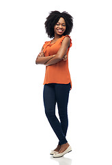 Image showing happy african american young woman over white