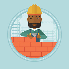 Image showing Bricklayer building brick wall vector illustration
