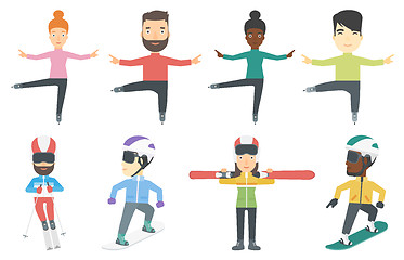 Image showing Vector set of winter sport characters.