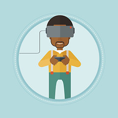 Image showing Man wearing virtual reality headset.