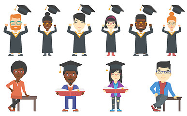 Image showing Vector set of graduates and business characters.