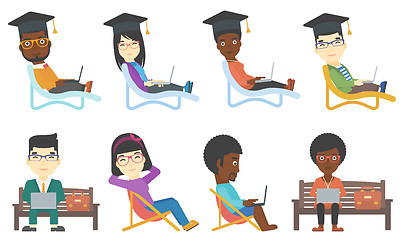 Image showing Vector set of business characters and graduates.