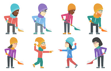 Image showing Vector set of people characters in winter.