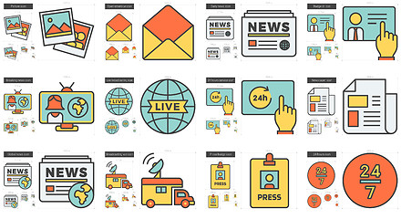 Image showing Journalism line icon set.