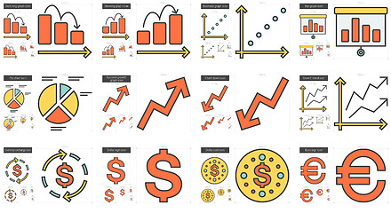 Image showing Business line icon set.