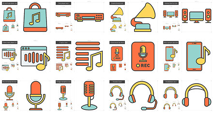 Image showing Music line icon set.