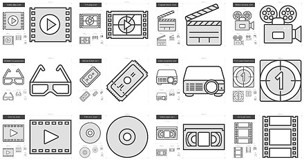 Image showing Cinema line icon set.