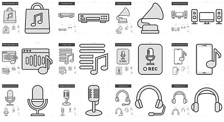 Image showing Music line icon set.