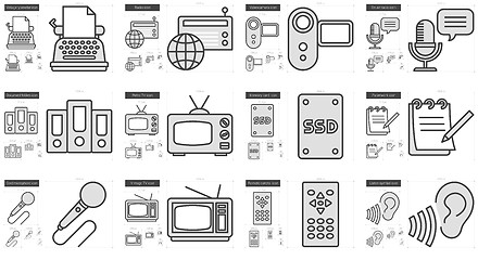 Image showing Journalism line icon set.