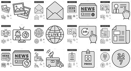 Image showing Journalism line icon set.