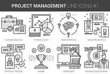 Image showing Project management line icon set.