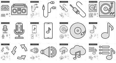 Image showing Music line icon set.