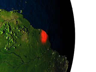 Image showing French Guiana from space during dusk