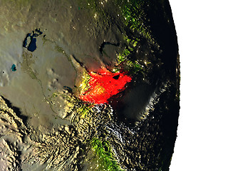 Image showing Kyrgyzstan from space during dusk