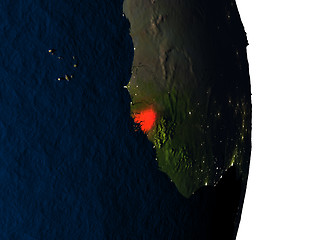 Image showing Guinea-Bissau from space during dusk