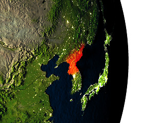 Image showing North Korea from space during dusk