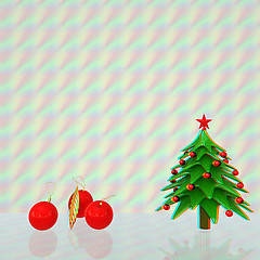 Image showing Christmas tree. 3d illustration. Anaglyph. View with red/cyan gl