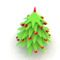 Image showing Christmas tree. 3d illustration. Anaglyph. View with red/cyan gl