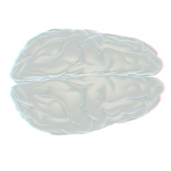 Image showing 3D illustration of human brain. Anaglyph. View with red/cyan gla