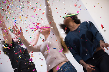 Image showing confetti party multiethnic group of people