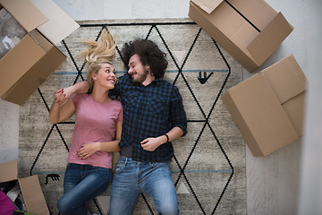 Image showing Top view of attractive young couple