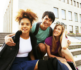 Image showing cute group teenages at the building of university