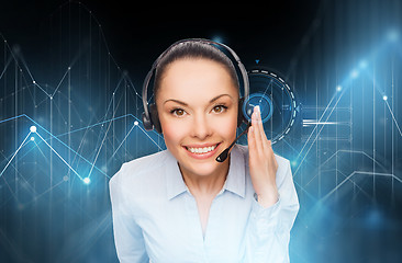 Image showing female helpline operator with headset