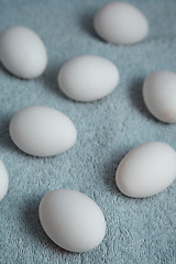 Image showing Chicken eggs on a fiber