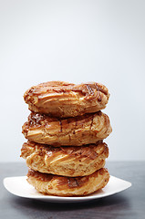 Image showing Glazed Doughnuts on a dessert plate