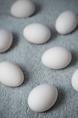 Image showing Chicken eggs on a fiber