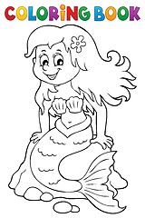 Image showing Coloring book mermaid topic 3