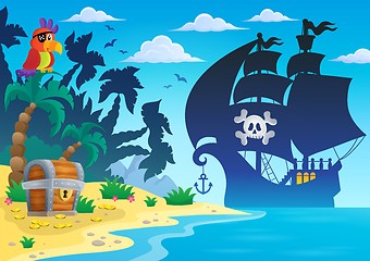 Image showing Pirate vessel silhouette theme 4