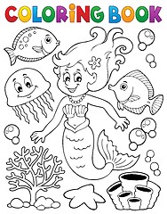 Image showing Coloring book mermaid topic 2